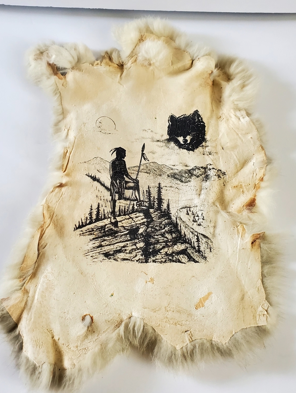 Handmade Leather Wall Art Pair with Western Ink Prints - Cream and Black - Picture 2 of 9